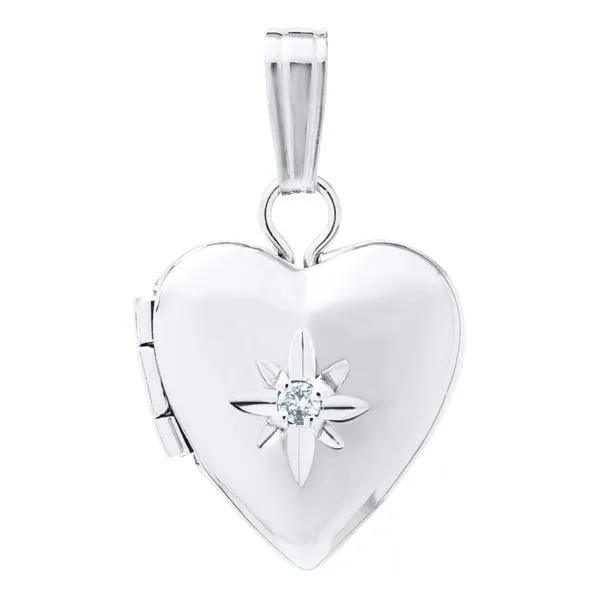 Sterling Silver Baby Heart Diamond Locket Image 2 Koerbers Fine Jewelry Inc New Albany, IN