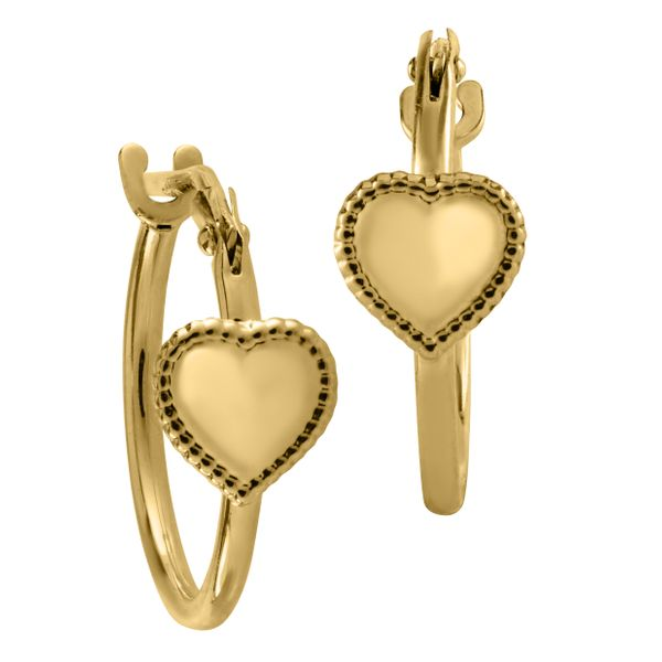 14K Yellow Gold Hoop Earring With Hearts Image 2 Koerbers Fine Jewelry Inc New Albany, IN