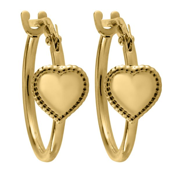 14K Yellow Gold Hoop Earring With Hearts Koerbers Fine Jewelry Inc New Albany, IN