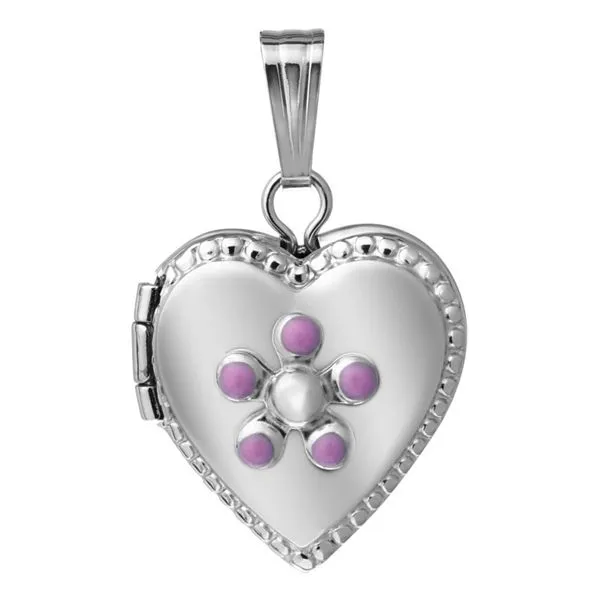 Sterling Silver Baby Heart Locket With Flowe Image 2 Koerbers Fine Jewelry Inc New Albany, IN