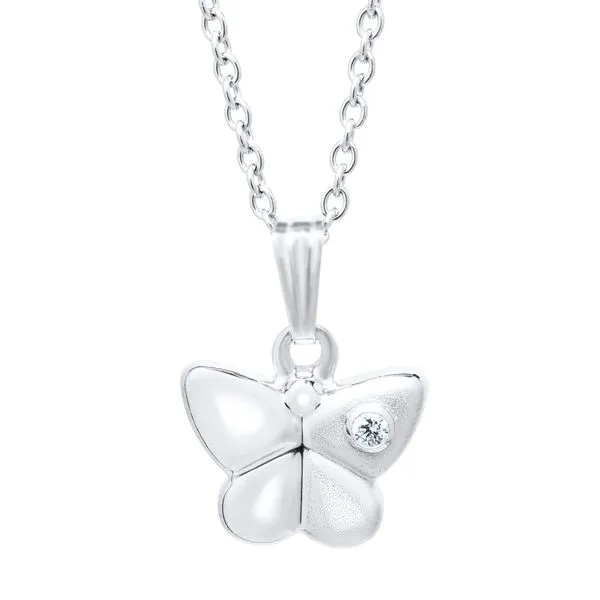 Children's Sterling Silver Diamond Domed Butterfly Necklace Koerbers Fine Jewelry Inc New Albany, IN