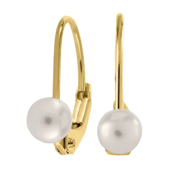 14K Yellow Gold Children's Lever Back Pearl Earrings Koerbers Fine Jewelry Inc New Albany, IN