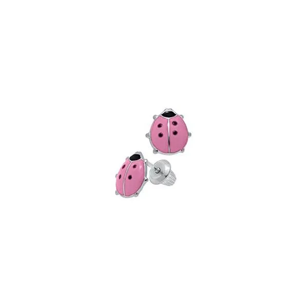 Sterling Silver Child's Pink Lady Bug Earrings Koerbers Fine Jewelry Inc New Albany, IN
