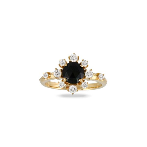 18K Yellow Gold Diamond Ring with Rose Cut Black Onyx Center Stone Koerbers Fine Jewelry Inc New Albany, IN