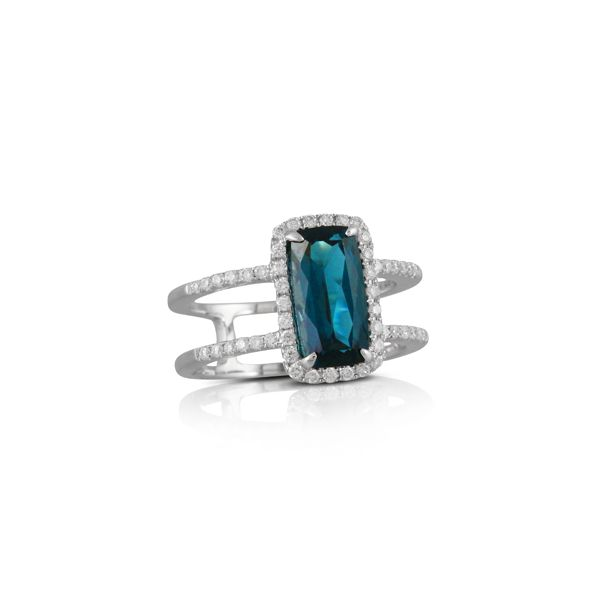18K White Gold London Blue Topaz and Diamond Ring Koerbers Fine Jewelry Inc New Albany, IN