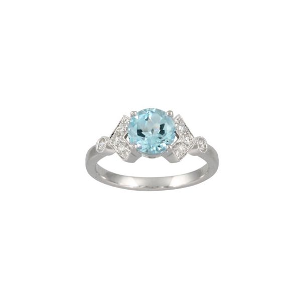 18K White Gold Sky Blue Topaz Center and Diamond Ring Koerbers Fine Jewelry Inc New Albany, IN