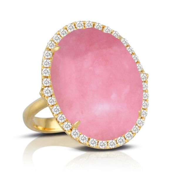 18K Yellow Gold Pink Opal and Diamond Fashion Ring Koerbers Fine Jewelry Inc New Albany, IN