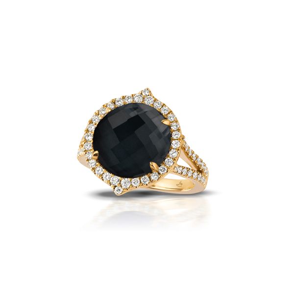 18K Yellow Gold Black Onyx and Diamond Fashion Ring Koerbers Fine Jewelry Inc New Albany, IN