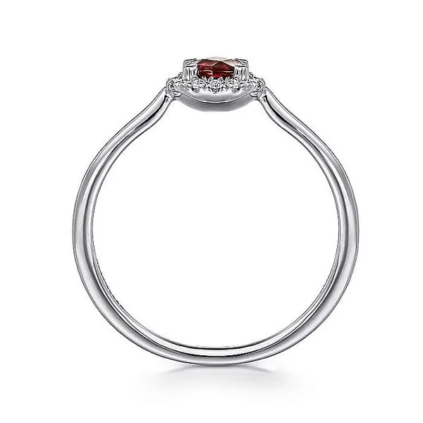 14K White Gold Garnet and Diamond Halo Birthstone Ring Image 2 Koerbers Fine Jewelry Inc New Albany, IN