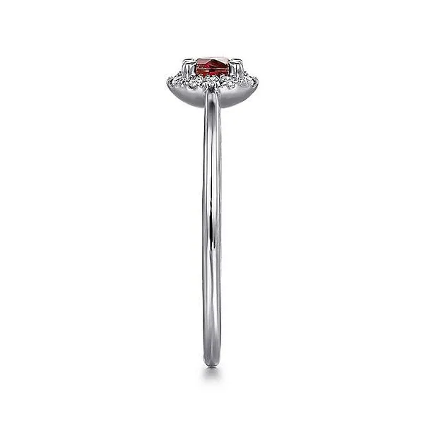 14K White Gold Garnet and Diamond Halo Birthstone Ring Image 4 Koerbers Fine Jewelry Inc New Albany, IN