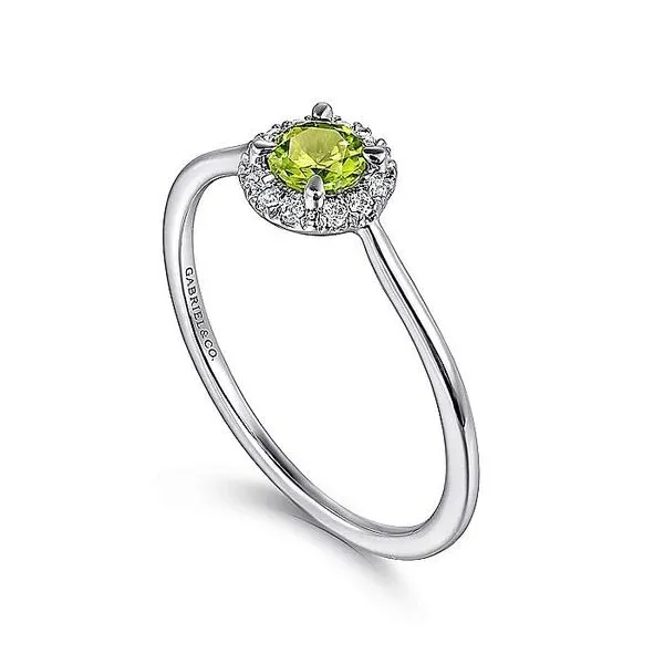 14K White Gold Peridot and Diamond Halo Birthstone Ring Image 3 Koerbers Fine Jewelry Inc New Albany, IN