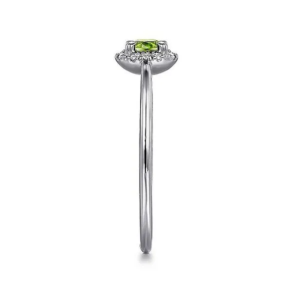 14K White Gold Peridot and Diamond Halo Birthstone Ring Image 4 Koerbers Fine Jewelry Inc New Albany, IN