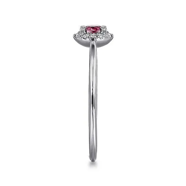 14K White Gold Pink Tourmaline and Diamond Halo Birthstone Ring Image 4 Koerbers Fine Jewelry Inc New Albany, IN