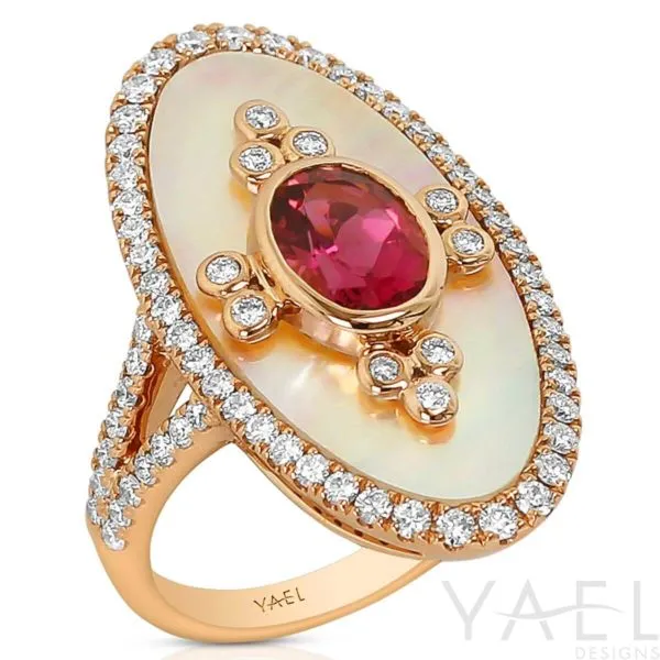 18K Rose Gold Rubellite Tourmaline, Diamond and Mother of Pearl Fashion Ring Image 2 Koerbers Fine Jewelry Inc New Albany, IN