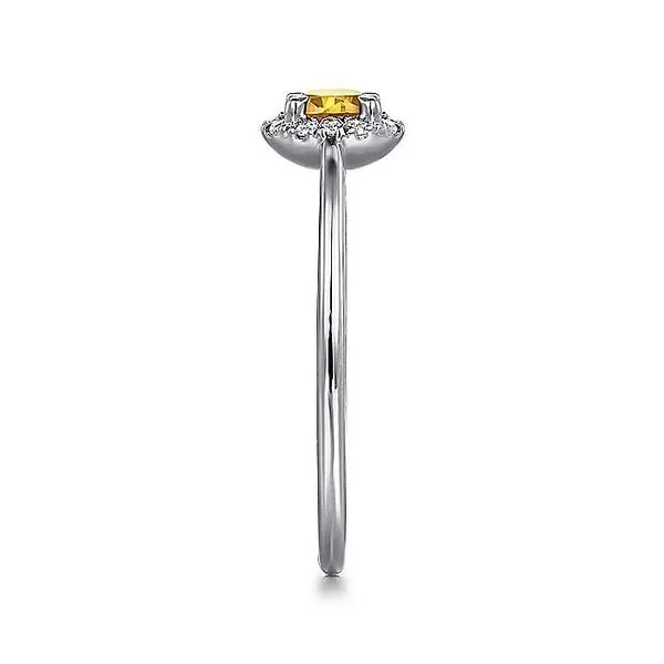 14K White Gold Citrine and Diamond Halo Birthstone Ring Image 4 Koerbers Fine Jewelry Inc New Albany, IN