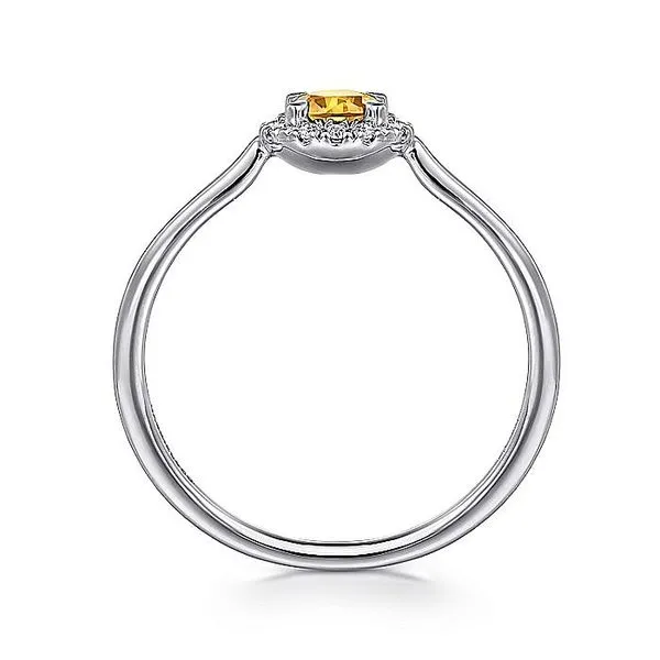 14K White Gold Citrine and Diamond Halo Birthstone Ring Image 2 Koerbers Fine Jewelry Inc New Albany, IN