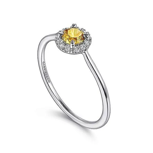 14K White Gold Citrine and Diamond Halo Birthstone Ring Image 3 Koerbers Fine Jewelry Inc New Albany, IN