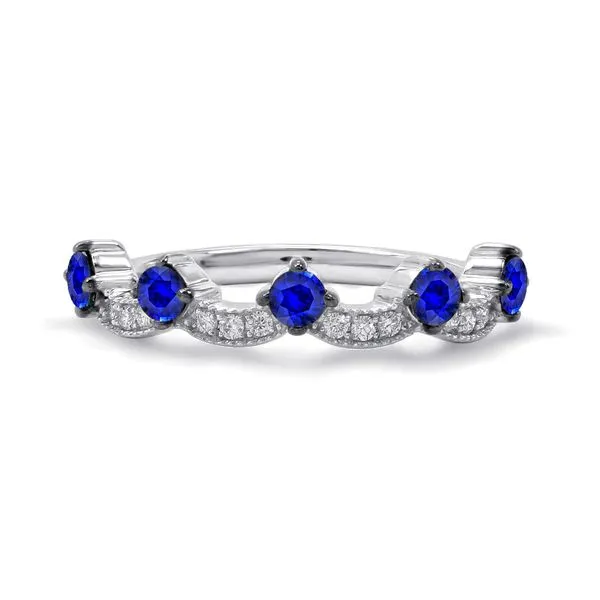 18K White Gold Tiara Sapphire and Diamond Ring Koerbers Fine Jewelry Inc New Albany, IN