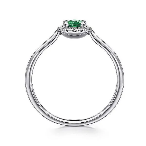 14K White Gold Emerald and Diamond Halo Birthstone Ring Image 2 Koerbers Fine Jewelry Inc New Albany, IN