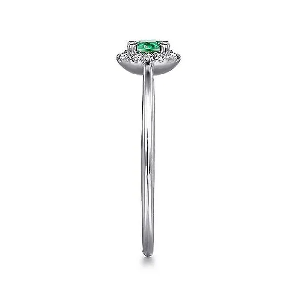 14K White Gold Emerald and Diamond Halo Birthstone Ring Image 4 Koerbers Fine Jewelry Inc New Albany, IN