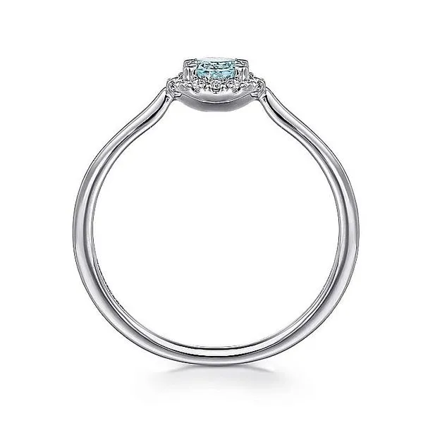 14K White Gold Aquamarine and Diamond Halo Birthstone Ring Image 2 Koerbers Fine Jewelry Inc New Albany, IN