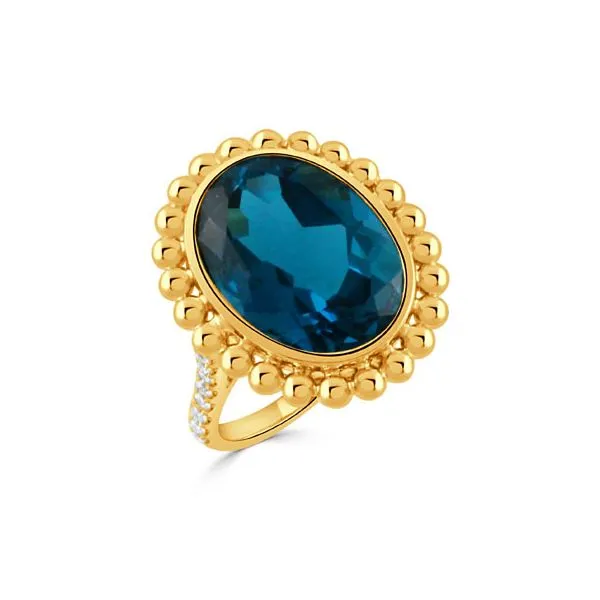 18K Yellow Gold Diamond Ring With London Blue Topaz Center Stone Koerbers Fine Jewelry Inc New Albany, IN