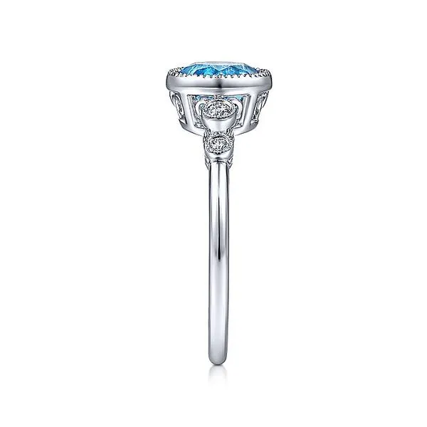 14K White Gold Round Bezel Set Blue Topaz and Diamond Ring Image 4 Koerbers Fine Jewelry Inc New Albany, IN