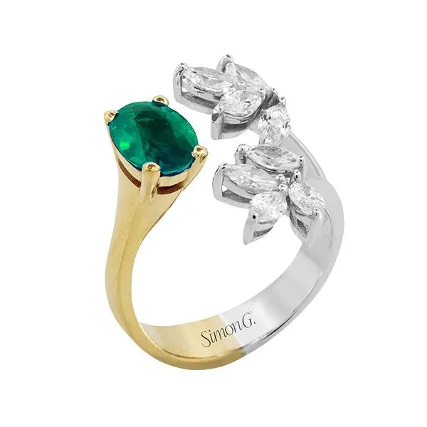 18K Two-Tone White and Yellow Gold Diamond and Green Tourmaline Fashion Ring Koerbers Fine Jewelry Inc New Albany, IN