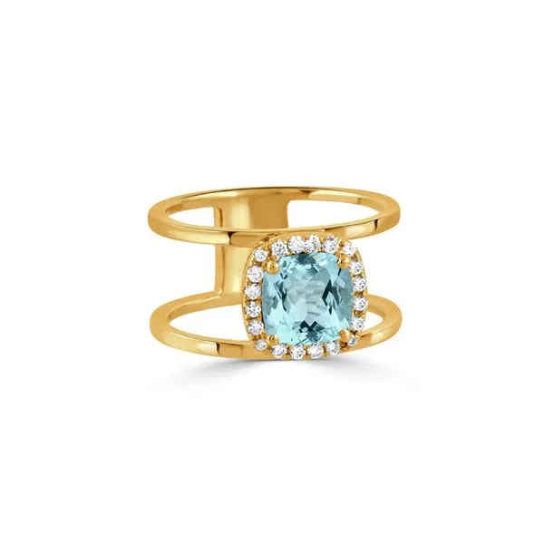 18K Yellow Gold Sky Blue Topaz and Diamond Ring Image 2 Koerbers Fine Jewelry Inc New Albany, IN