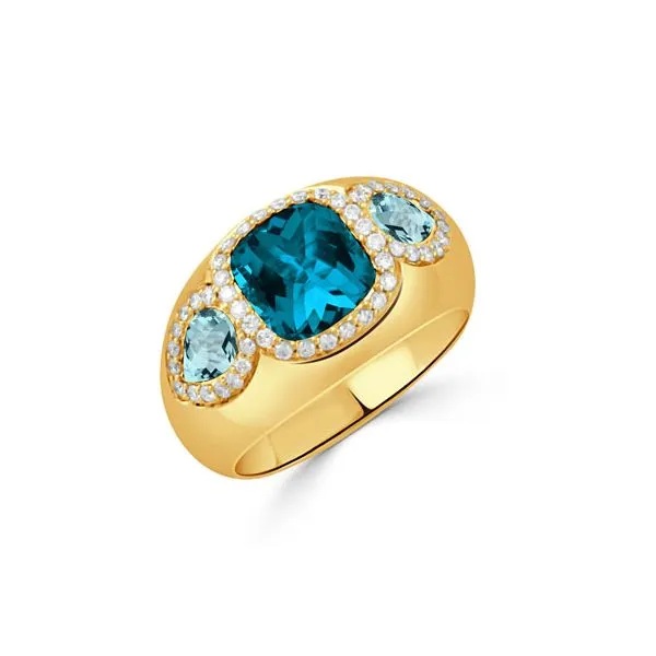 18K Yellow Gold Blue Topaz and Diamond Ring Koerbers Fine Jewelry Inc New Albany, IN