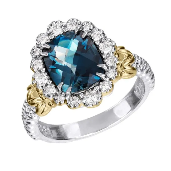 Two-Tone Sterling Silver and 14K Yellow Gold London Blue Topaz Fashion Ring Koerbers Fine Jewelry Inc New Albany, IN