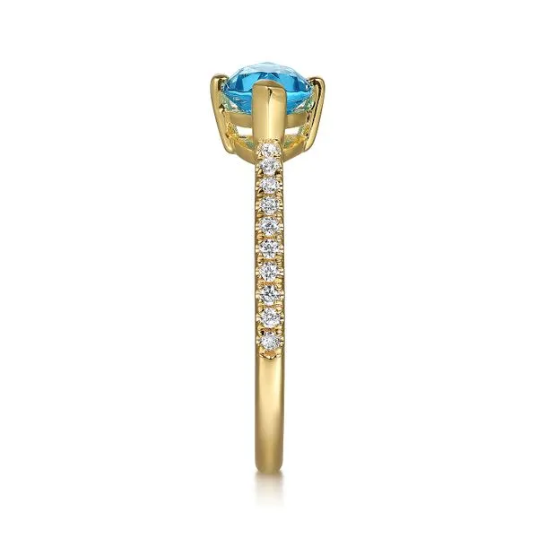 14K Yellow Gold Diamond and Blue Topaz Fashion Ring Image 4 Koerbers Fine Jewelry Inc New Albany, IN