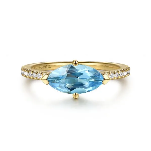 14K Yellow Gold Diamond and Blue Topaz Fashion Ring Koerbers Fine Jewelry Inc New Albany, IN