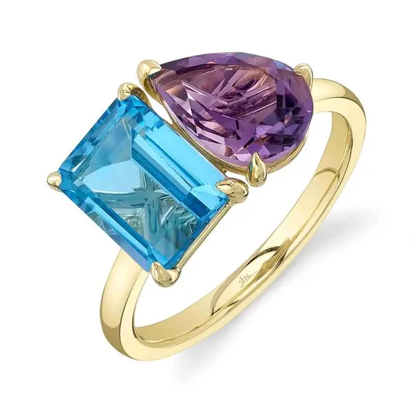 14K Yellow Gold Amethyst and Blue Topaz Fashion Ring Koerbers Fine Jewelry Inc New Albany, IN