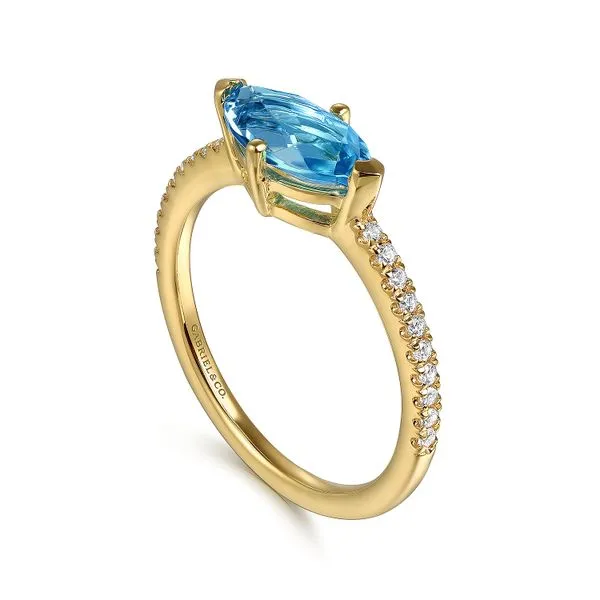 14K Yellow Gold Diamond and Blue Topaz Fashion Ring Image 3 Koerbers Fine Jewelry Inc New Albany, IN