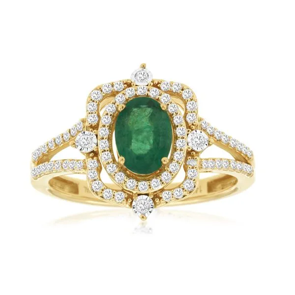14K Yellow Gold Emerald & Diamond Ring Koerbers Fine Jewelry Inc New Albany, IN