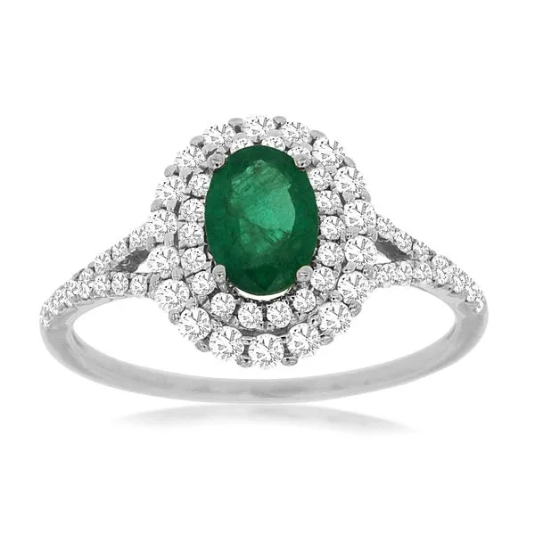 14K White Gold Emerald & Diamond Ring Koerbers Fine Jewelry Inc New Albany, IN