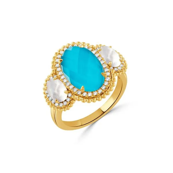 18K Clear Quartz over Turquoise and Diamond Fashion Ring Koerbers Fine Jewelry Inc New Albany, IN