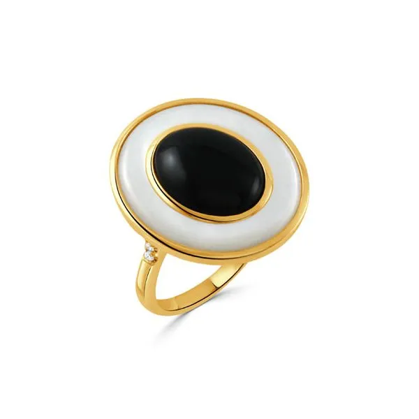 18K Yellow Gold Black Onyx and Diamond Fashion Ring Koerbers Fine Jewelry Inc New Albany, IN