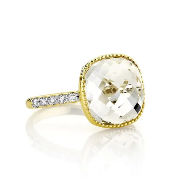 18K Yellow Gold Cushion White Topaz Fashion Ring Image 2 Koerbers Fine Jewelry Inc New Albany, IN
