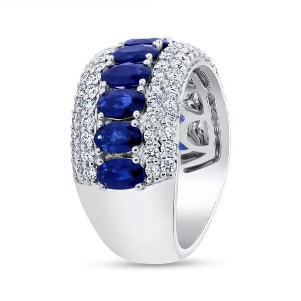 18K White Gold Multi-Row Oval Shaped Blue Sapphire Anniversary Ring Image 2 Koerbers Fine Jewelry Inc New Albany, IN