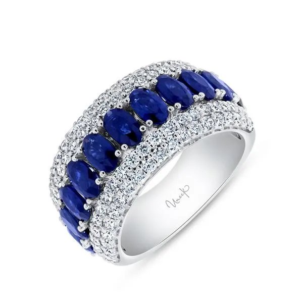 18K White Gold Multi-Row Oval Shaped Blue Sapphire Anniversary Ring Koerbers Fine Jewelry Inc New Albany, IN