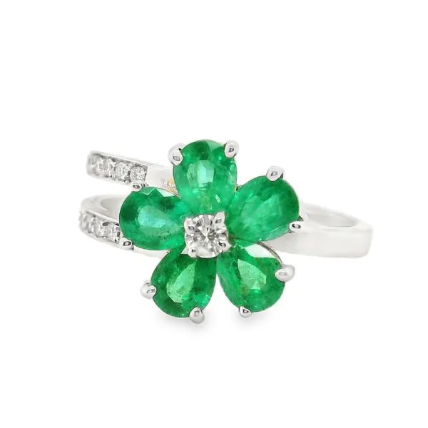 18K White Gold Emerald and Diamond Fashion Ring Koerbers Fine Jewelry Inc New Albany, IN