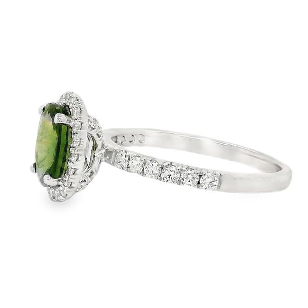 18K White Gold Halo Green Sapphire Fashion Ring Image 2 Koerbers Fine Jewelry Inc New Albany, IN