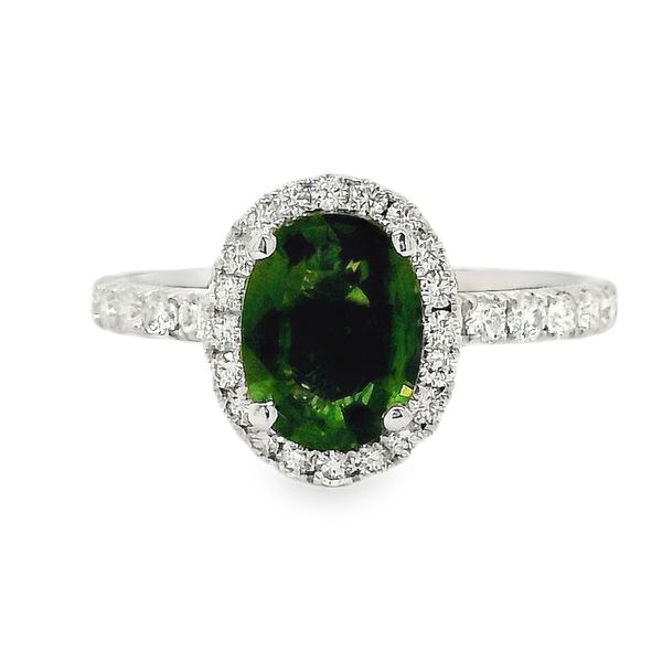 18K White Gold Halo Green Sapphire Fashion Ring Koerbers Fine Jewelry Inc New Albany, IN