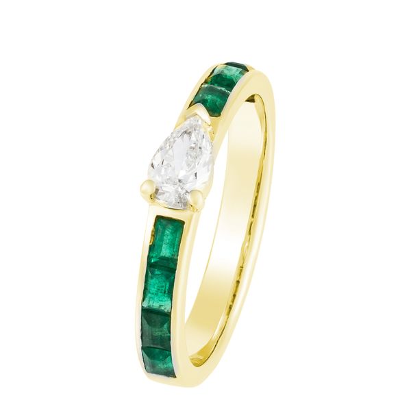 18K Yellow Gold Diamond and Emeralds Fashion Ring Koerbers Fine Jewelry Inc New Albany, IN