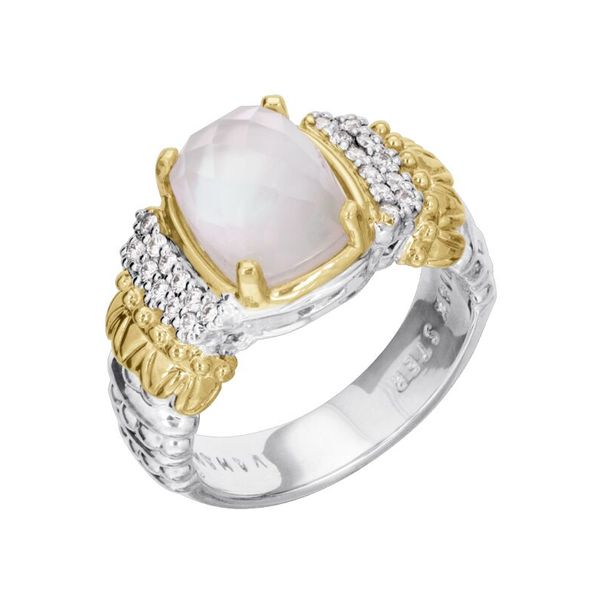 Sterling Silver and 14K Yellow Gold Mother Of Pearl White Quartz Doublet Fashion Ring Koerbers Fine Jewelry Inc New Albany, IN