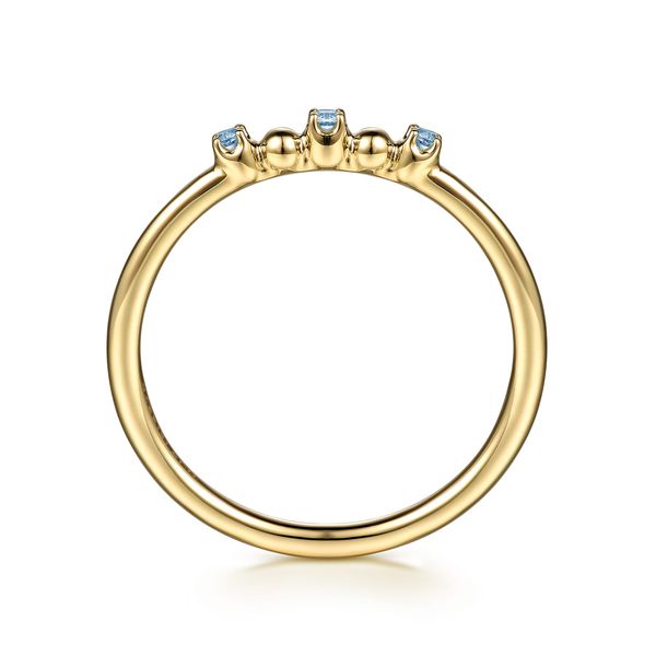 14K Yellow Gold Bujukan Ball and Blue Topaz Stackable Ring Image 2 Koerbers Fine Jewelry Inc New Albany, IN