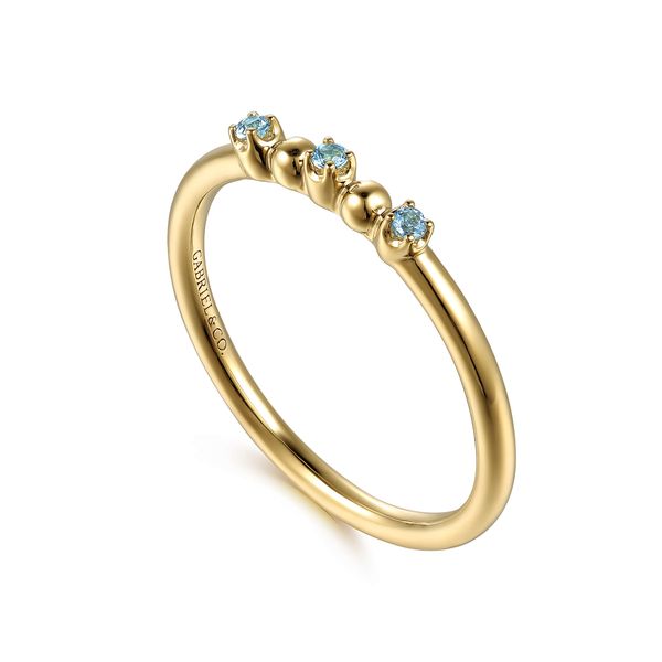 14K Yellow Gold Bujukan Ball and Blue Topaz Stackable Ring Image 3 Koerbers Fine Jewelry Inc New Albany, IN