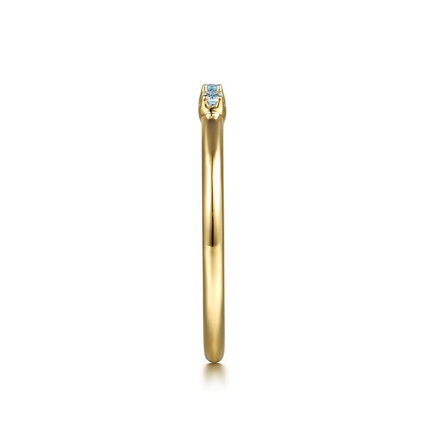 14K Yellow Gold Bujukan Ball and Blue Topaz Stackable Ring Image 4 Koerbers Fine Jewelry Inc New Albany, IN